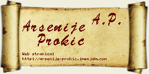 Arsenije Prokić vizit kartica